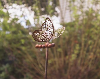 Openwork Butterfly Garden Stake | Yard Art | Garden Decor | Gifts for Mom | Gardening | Rain Gauges | Metal Art | Patio Art | Yard Stakes
