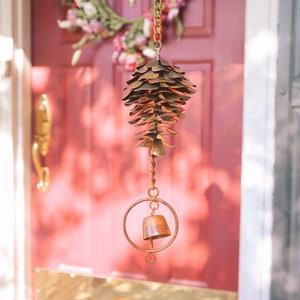 Pinecones and Bells Hanging Garden Ornament, Garden Ornaments, Outdoor Ornaments, Gift Idea for Home, Housewarming Gift, Pinecones Ornament