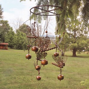 Dragonfly Bells Mobile | Yard Art | Garden Decor | Gift for Mom | Gardening | Rain Gauges | Metal Art | Patio Art | Home Decor | Dragonflies