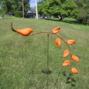 Handcrafted Spice Bird Garden Balancer | Kinetic Yard Art, Garden Stake, Outdoor Decor, Rustic Garden Ornament, Whimsical Garden Sculpture