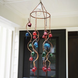 Hanging Bells Multicolor Mobile | Wind Chimes | Patio Decor | Garden Art | Balcony Chimes | Garden Furniture | Gifts for Mom | Yard Art |