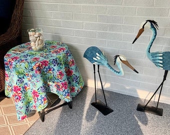 Heron Pair; 1 Standing and 1 Bowing, Heron Pair Outdoor Statue, Heron Pair, Indoor Statue, Heron Sculpture, Heron Yard Art, Birds Yard Decor