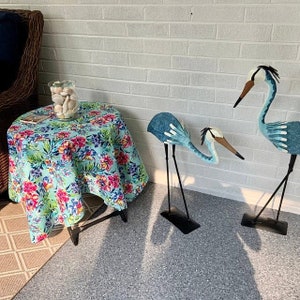 Heron Pair; 1 Standing and 1 Bowing, Heron Pair Outdoor Statue, Heron Pair, Indoor Statue, Heron Sculpture, Heron Yard Art, Birds Yard Decor