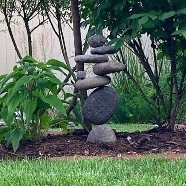 8 Stone Cairn Garden Statue | Stone Statues | Garden Art | Outdoor Decor | Zen | Gifts for Mom | Garden Decor | Yard Art | Cairns | Garden