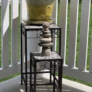 7-Stone Cairn Garden Statue Stone Statues Garden Art Outdoor Decor Zen Gifts for Mom Garden Decor Yard Art Cairns Garden image 5