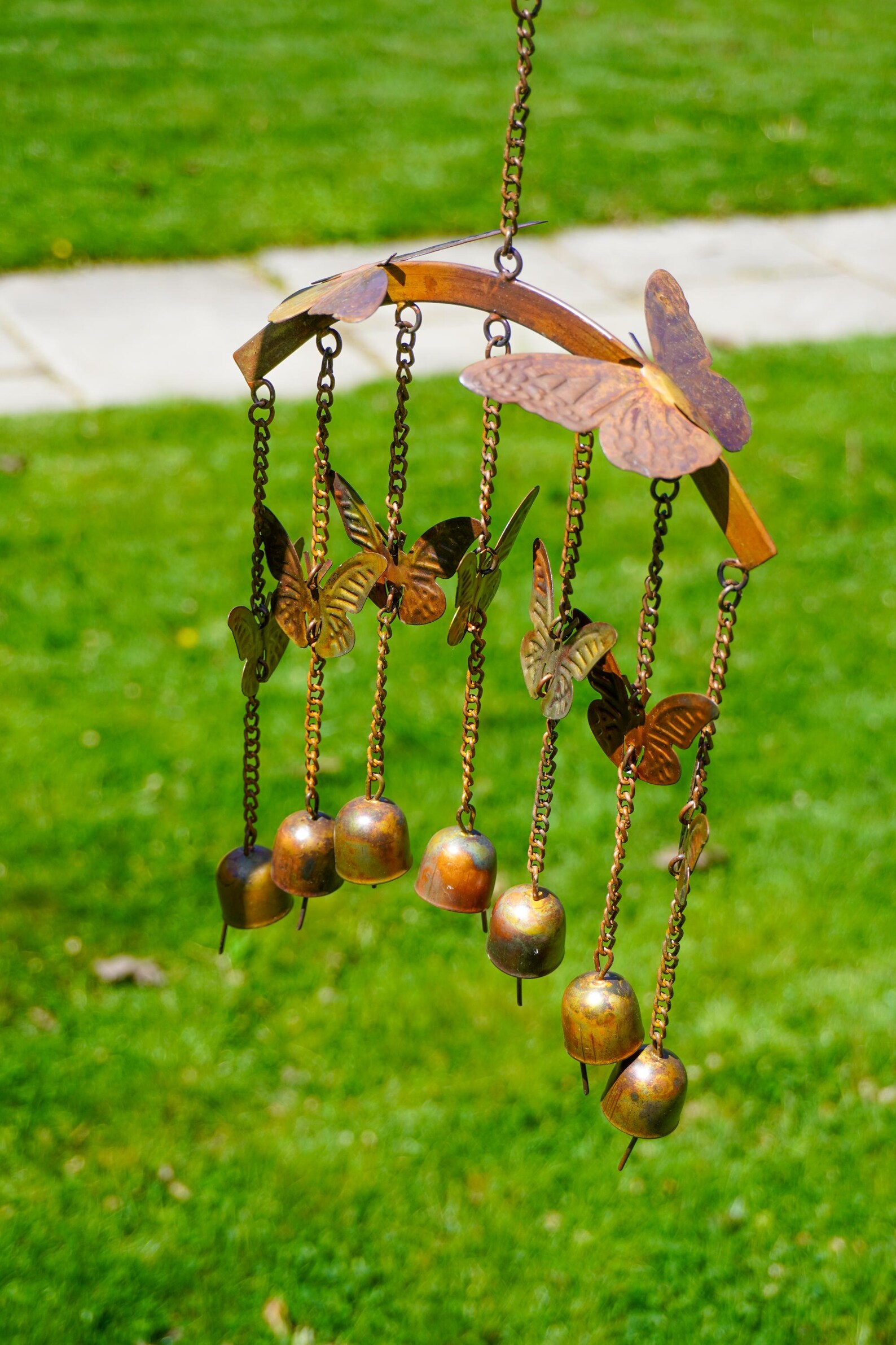 Picture of Butterflies on Arch Wind Chime, Handcrafted Metal Garden Decor, Outdoor ...