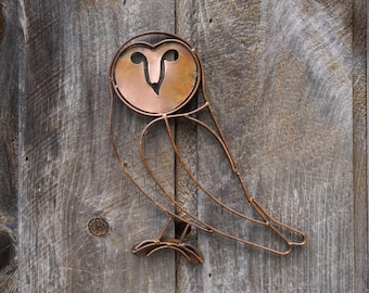 Handcrafted Barn Owl Steel Wall Decor | Flamed Metal Garden Art, Outdoor Yard & Patio Decor, Rustic Wall Art for Owl Lovers and Gardeners