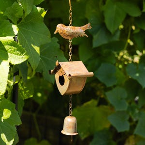 Bird, Birdhouse and Bell Hanging Chime | gardenful | gardenerful gift | decorgiftful | metalful | n ewhome | bi rds | housewarmi ng | birds