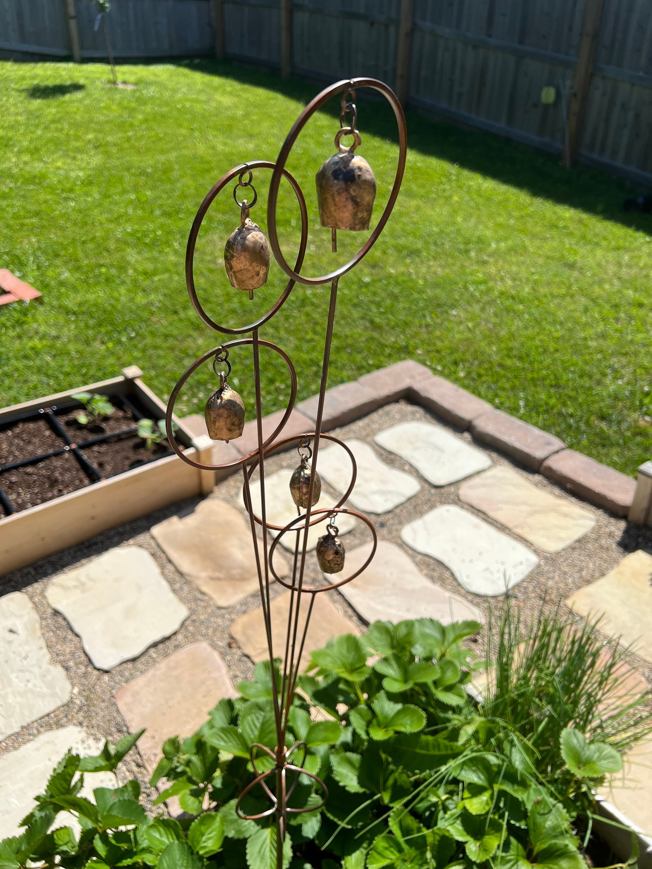 Bells Garden Stake - Happy Gardens | Garden Stakes | Gardening Decor | Gardening Gifts | Yard Art | Yard Decor | Outdoor Decor | Metal Art
