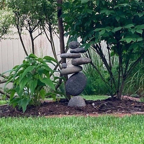 Statue décorative de jardin en cairn de 8 pierres | Pierres d'équilibrage du jardin zen, art de la cour de méditation