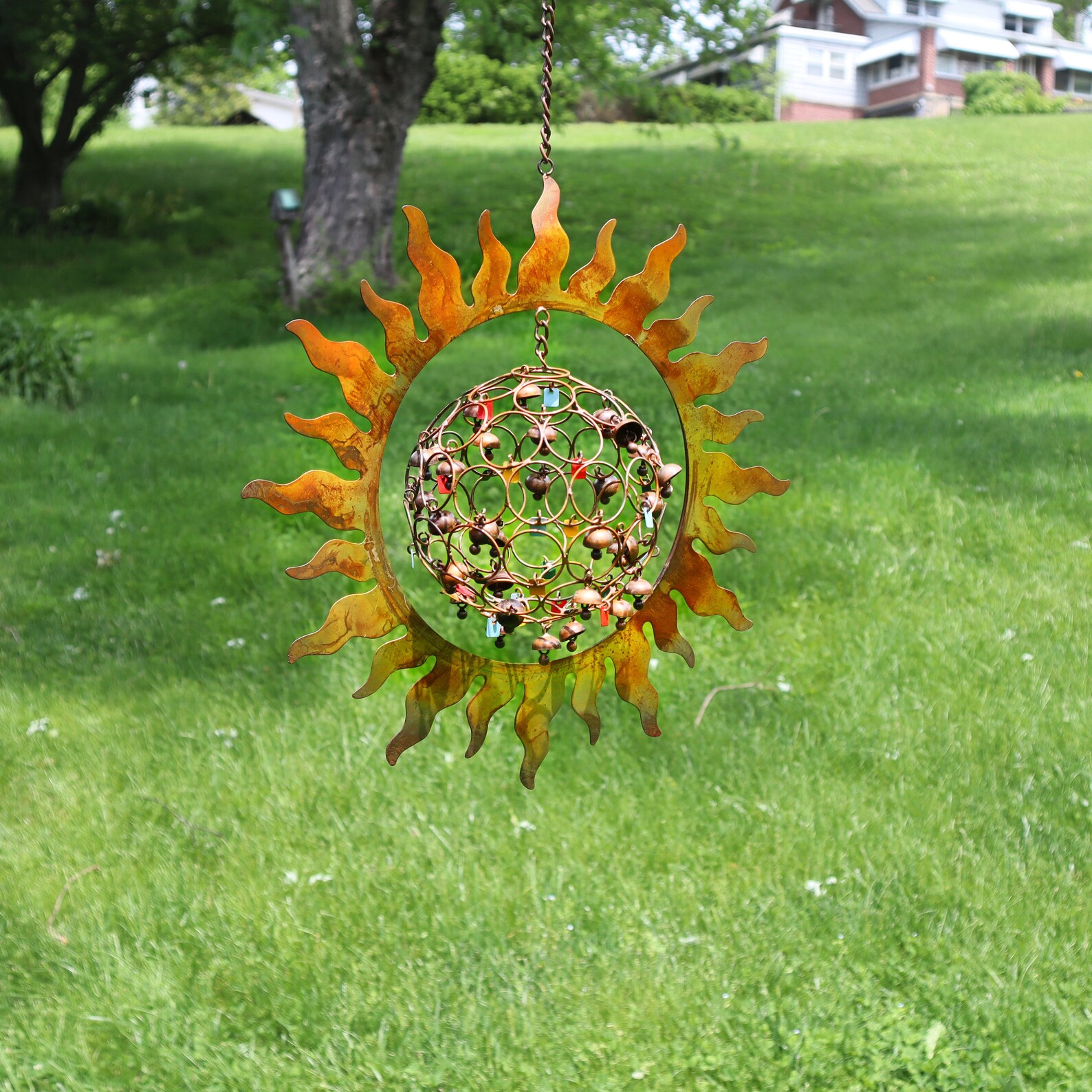 Sun With Ball and Dangles Wind Chime Happy Gardens Wind Etsy