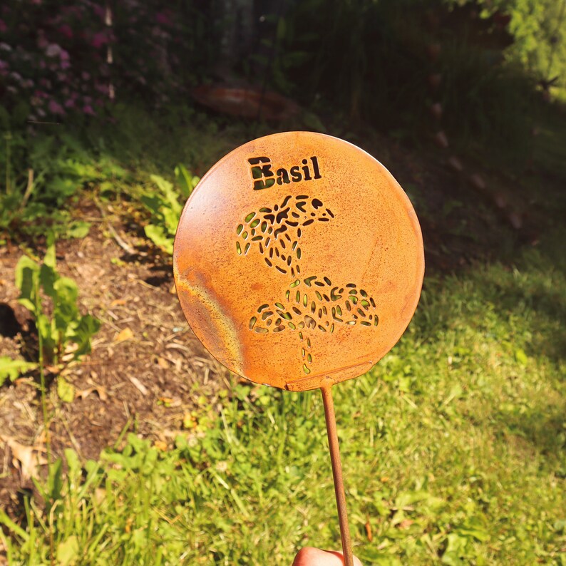 Basil Herb Garden Stake Outdoor Stake Indoor Potted Herb Etsy