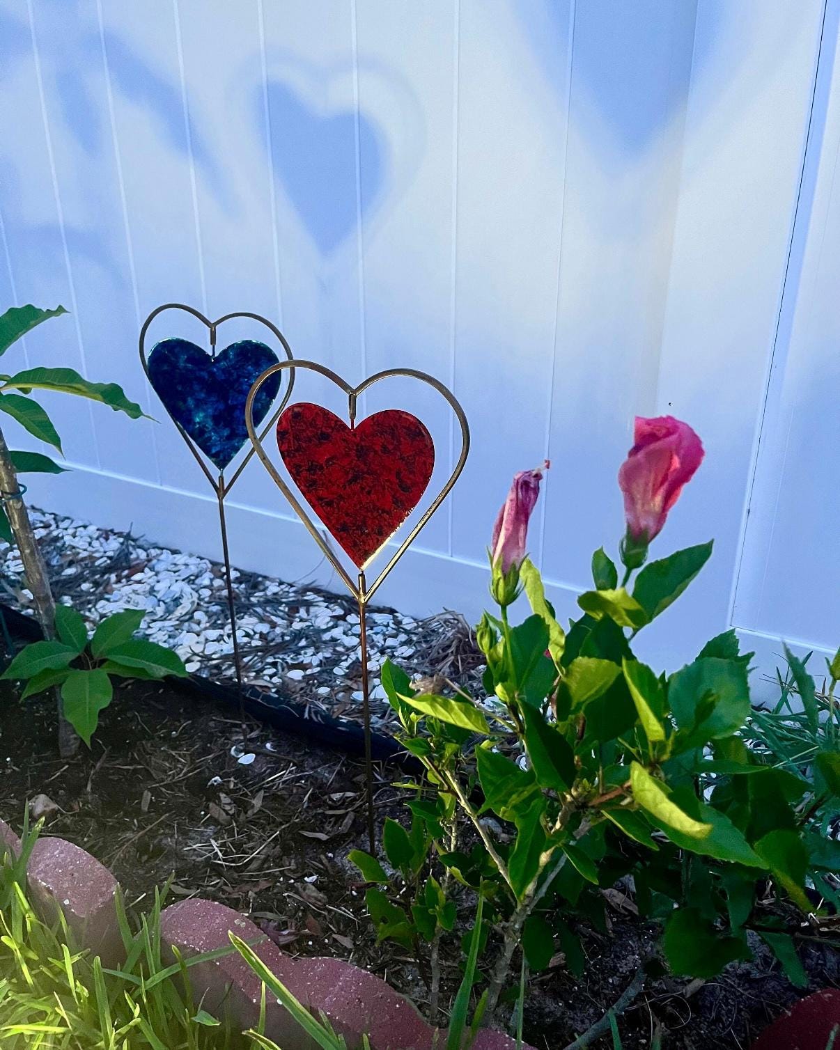 Blue Heart Disc Garden Stake, Plant Stake, Garden Decor, Landscape Stake, Plant Decor, Gardening Tools, Gardener Gift, Gift for Mom, Garden