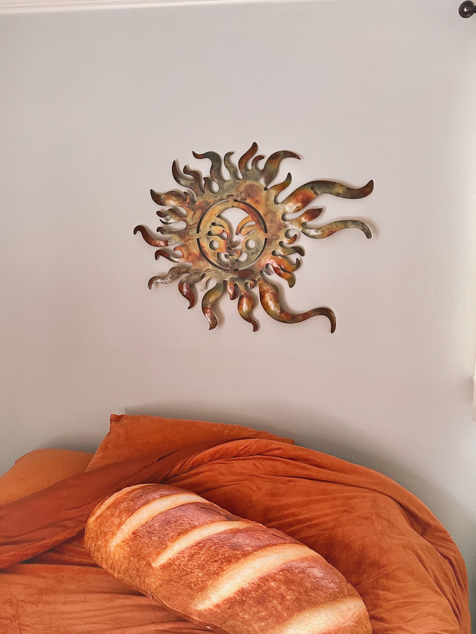 Flamed Sun Face Wall Decor Sun Wall Hanging Sun Decor Etsy