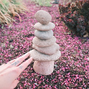 7-Stone Cairn Garden Statue Stone Statues Garden Art Outdoor Decor Zen Gifts for Mom Garden Decor Yard Art Cairns Garden image 9