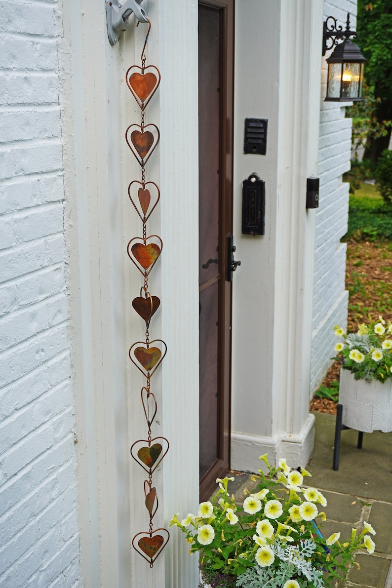 Flamed Metal Decor, Heart Within Heart Garden Ornament image 3