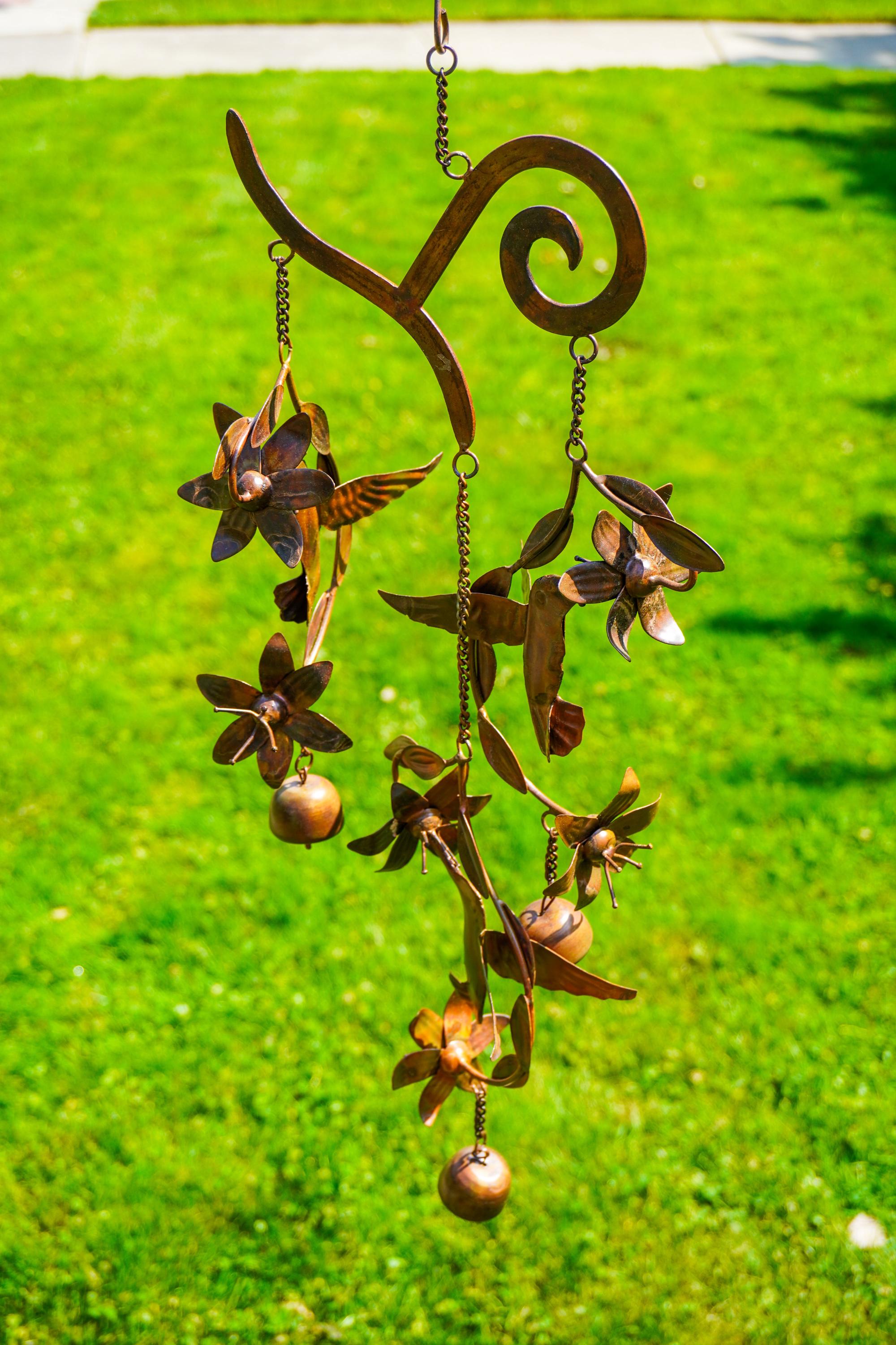 Hummingbirds w/Flowers Flamed Wind Chime | gardenful | gardenerful gift | lovere birde | gifte-for bird lovers | birde decorful | garde ner