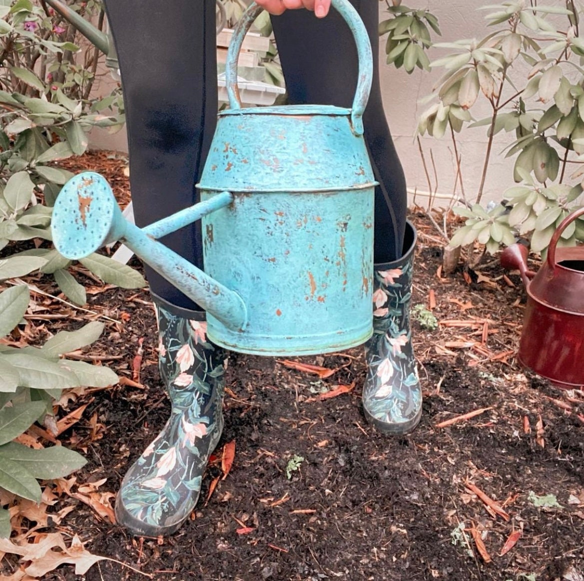 Antique Blue Watering Can Garden Decor Garden Tools Etsy