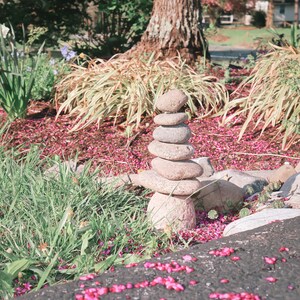 7-Stone Cairn Garden Statue Stone Statues Garden Art Outdoor Decor Zen Gifts for Mom Garden Decor Yard Art Cairns Garden image 8