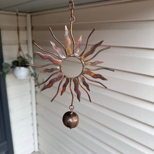 Sun With Bell Hanging Ornament Gifts for Mom Garden Decor Yard Art Patio Decor Metal Art Gardening Gifts Wind Chimes Decor image 3