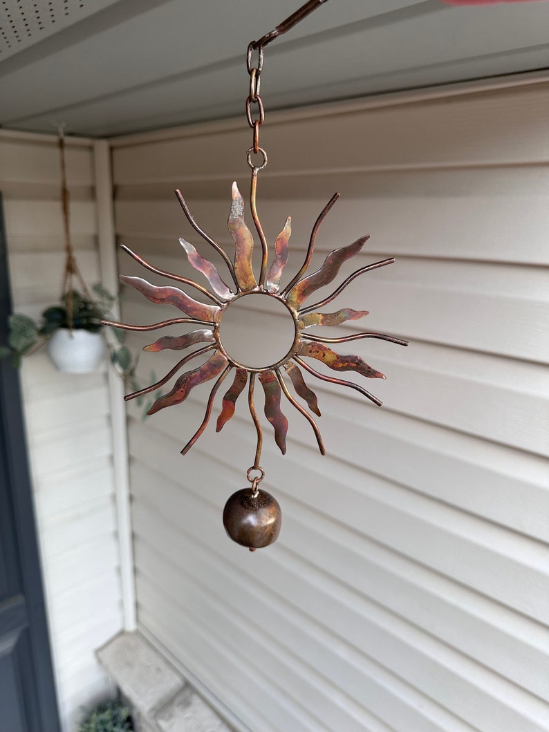 Sun With Bell Hanging Ornament Gifts for Mom Garden Decor Yard Art Patio Decor Metal Art Gardening Gifts Wind Chimes Decor image 3