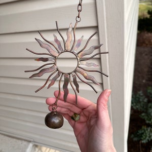 Sun With Bell Hanging Ornament Gifts for Mom Garden Decor Yard Art Patio Decor Metal Art Gardening Gifts Wind Chimes Decor image 4