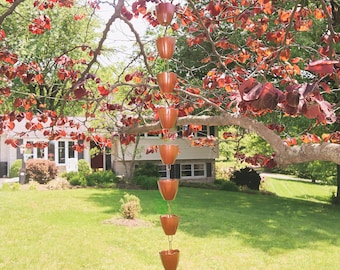 Cadena de lluvia con forma de copa de vieira / regalo para mamá jardinera / natural / hecho a mano / regalo decorativo / nuevo hogar / decoración de casa de campo / decoración rústica
