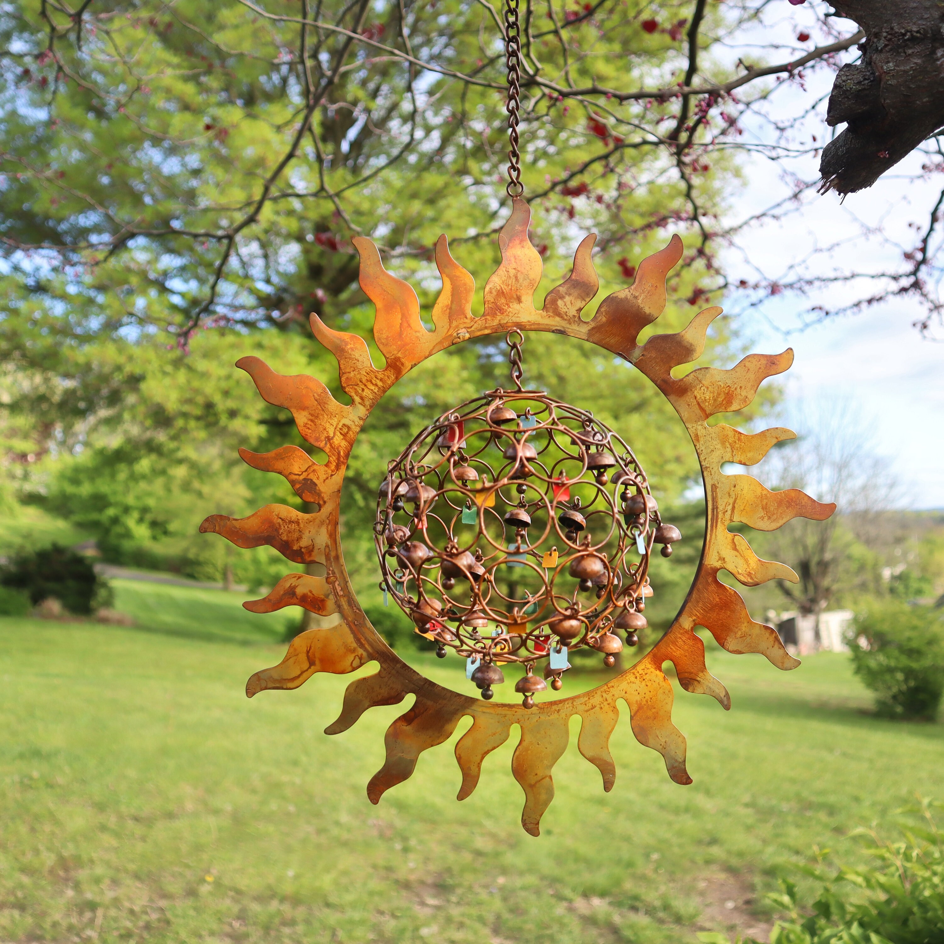 Sun With Ball and Dangles Wind Chime Happy Gardens Wind Etsy