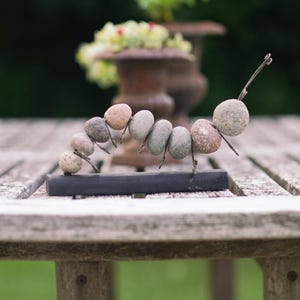 Caterpillar Garden Stone Statue, Handcrafted Outdoor Sculpture for Decor