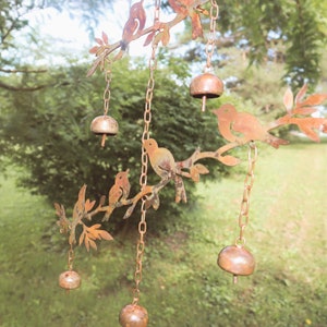 Birds and Branches Wind Chime Yard Art Garden Decor Gifts for Mom Gardening Rain Gauges Metal Art Patio Art Chimes Decor image 8