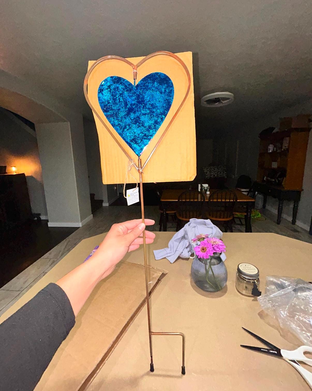 Blue Heart Disc Garden Stake, Plant Stake, Garden Decor, Landscape Stake, Plant Decor, Gardening Tools, Gardener Gift, Gift for Mom, Garden