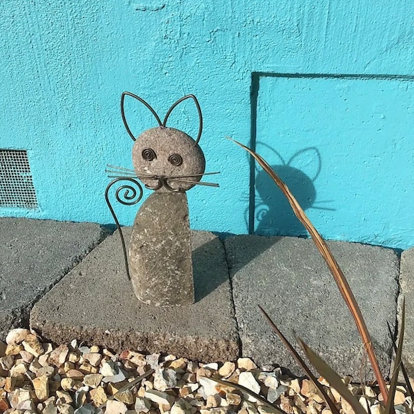 Whiskered Cat Garden Statue, Cat Statue, Garden Statue, Cat Lovers Gift, Yard Statue, Patio Statue, Garden Decor, Outdoor Statue, Gardening