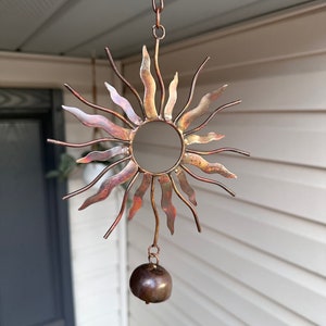 Sun With Bell Hanging Ornament Gifts for Mom Garden Decor Yard Art Patio Decor Metal Art Gardening Gifts Wind Chimes Decor image 2