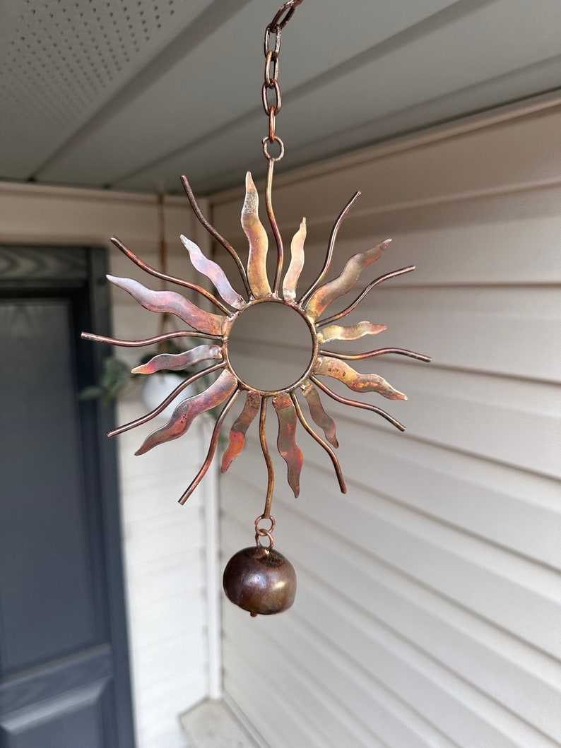 Sun With Bell Hanging Ornament Gifts for Mom Garden Decor Yard Art Patio Decor Metal Art Gardening Gifts Wind Chimes Decor image 2