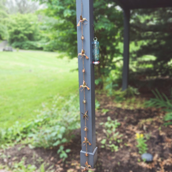 Hummingbirds and Bells Rain Chain | Gifts for Mom | Garden Decor | Yard Art | Patio Decor | Rain Chains | Metal Art | Gardening Gifts | Art