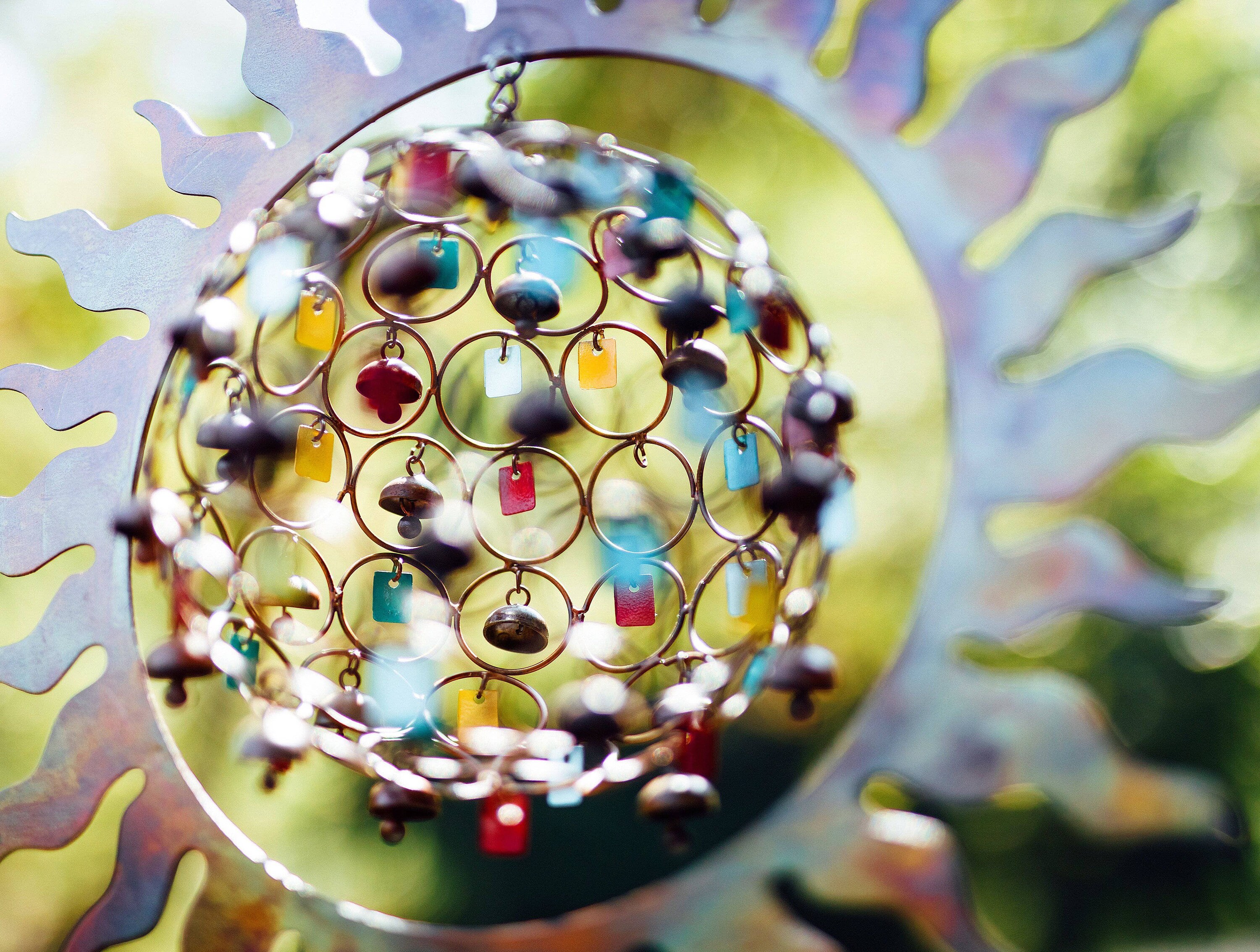 Sun With Ball and Dangles Wind Chime Happy Gardens Wind Etsy