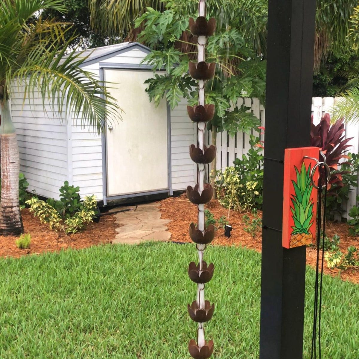 Lily Cup Rain Chain | Wind Chimes | Metal Art | Garden Decor | Yard Art | Patio Art | Gifts for Mom | Gardener Gifts | Rain Chains | Balcony