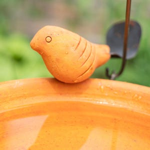 Handcrafted Hanging Bird Bath | Garden Decor with Sculpted Bird, Ceramic Bird Bath for Birds, Patio, Balcony, Lawn Ornament image 5