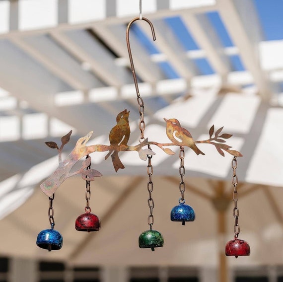 Multicolor Bird Wind Chime with Handcrafted Bells | Garden Decor, Bird Lover Gift, Backyard Artful Wind Chime, Porch and Balcony Decor