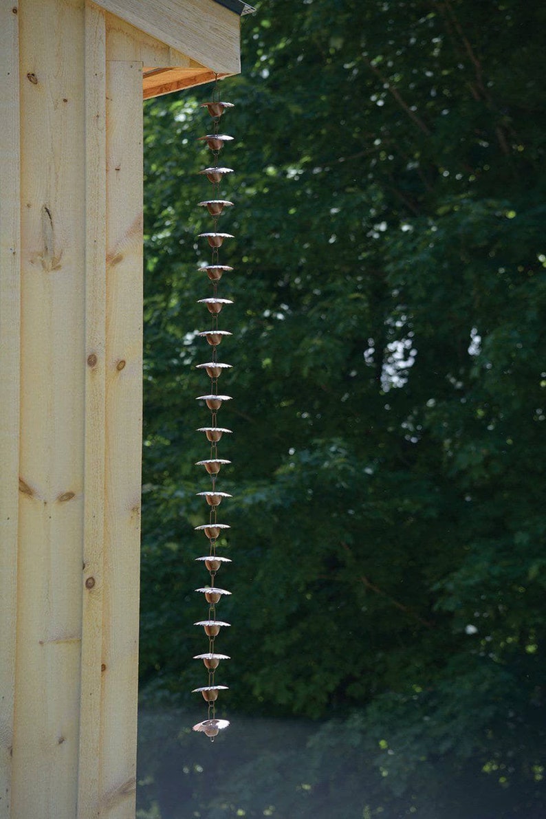 Leaf Lip Cup Rain Chain Wind Chimes Metal Art Garden Etsy