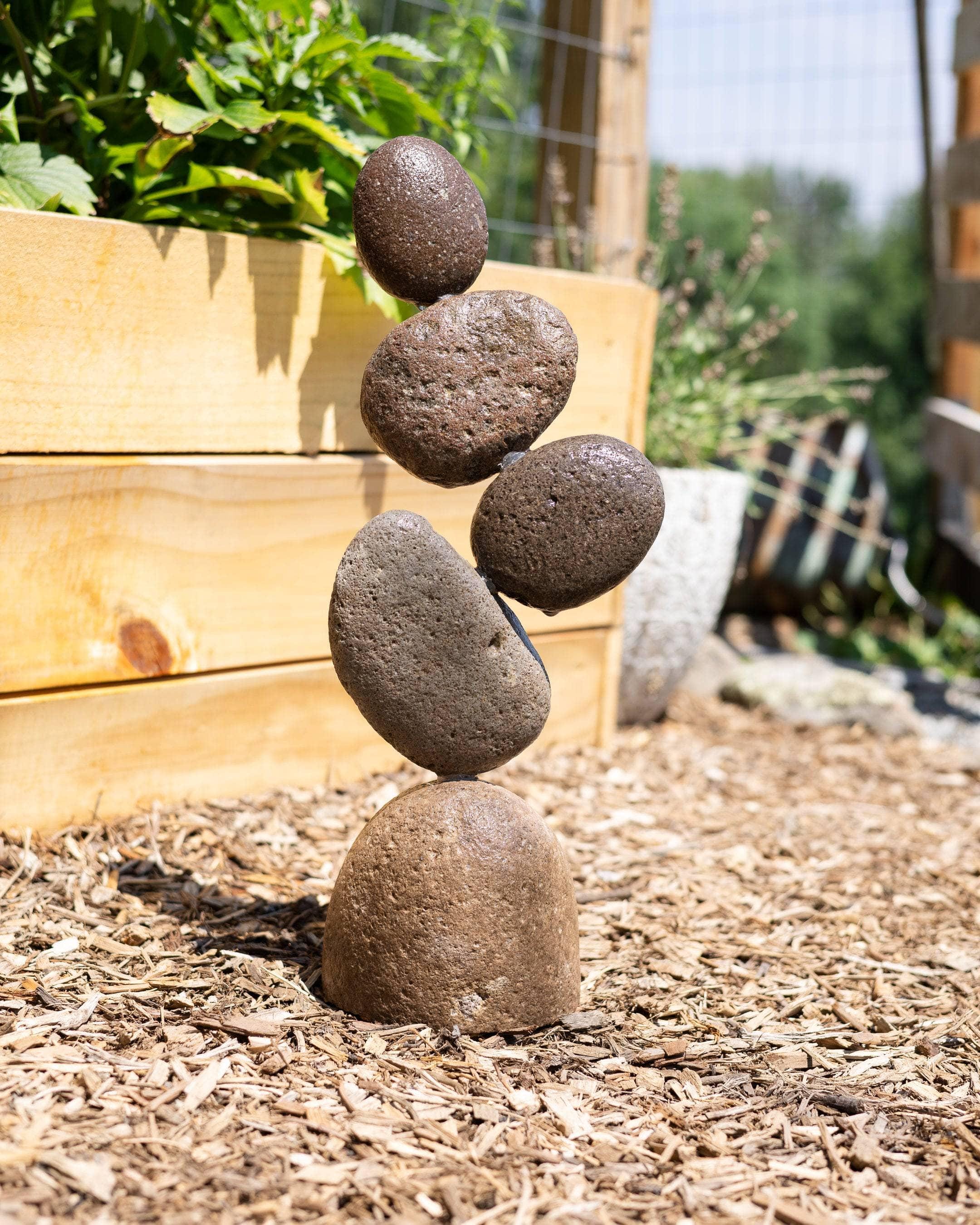 19” Flat Stone Cairn - 5 Stone | decorgiftful | friendful gifted | housewarmi ng | bohoe decoreful | decored-gifted | giftful-decor | cairns