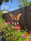 Beautiful Butterfly with Bells Wind Chime | Whimsical Garden Decor, Outdoor Art, Yard and Patio Ornament, Handcrafted Metal Butterfly Art