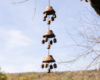 Handcrafted Multiple Bells Hanging Ornament | Rustic Wind Chime for Garden, Porch Decor, Yard Art, Unique Home Gift