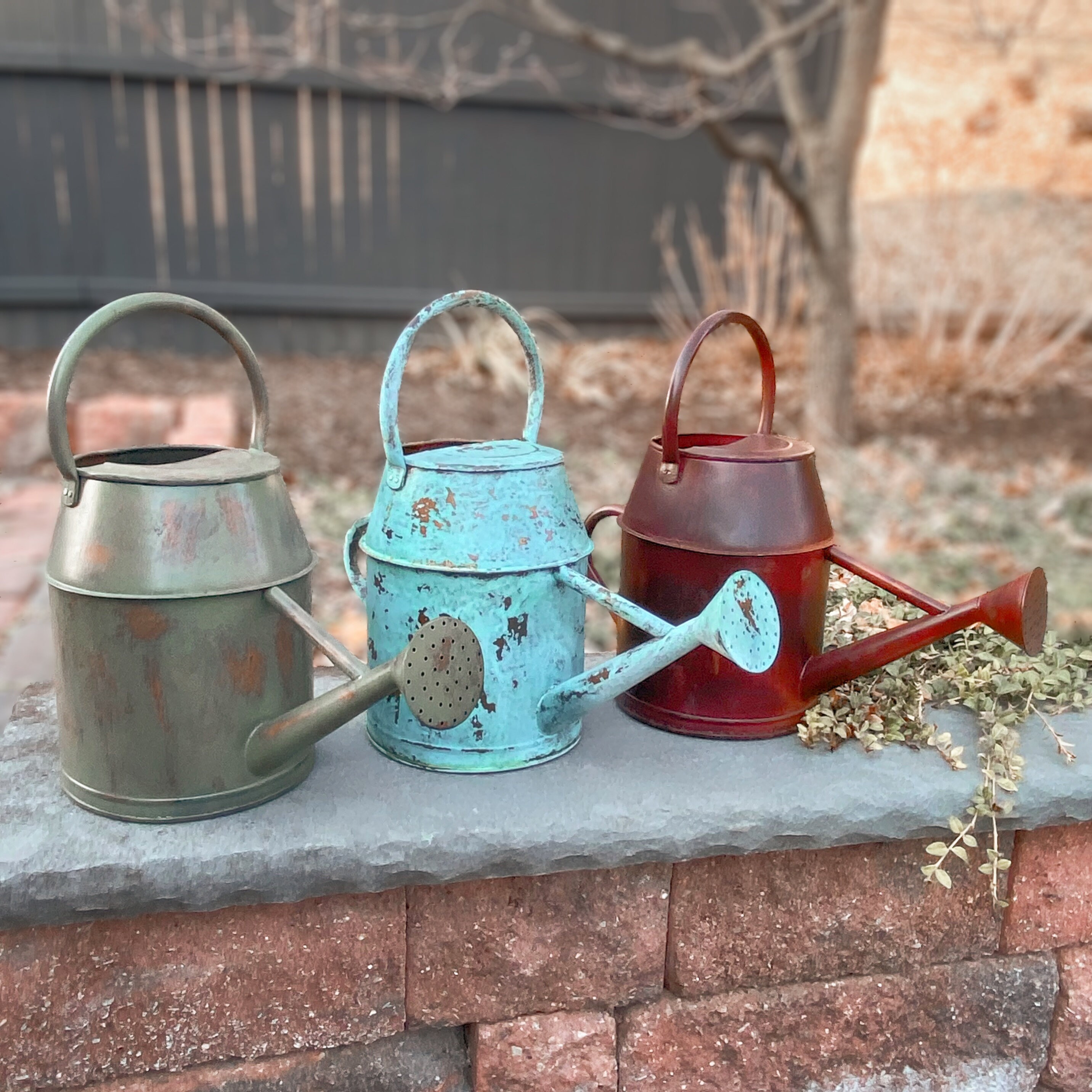 Antique Blue Watering Can Garden Decor Garden Tools Etsy