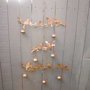 Birds and Branches Wind Chime Yard Art Garden Decor Gifts for Mom Gardening Rain Gauges Metal Art Patio Art Chimes Decor image 3