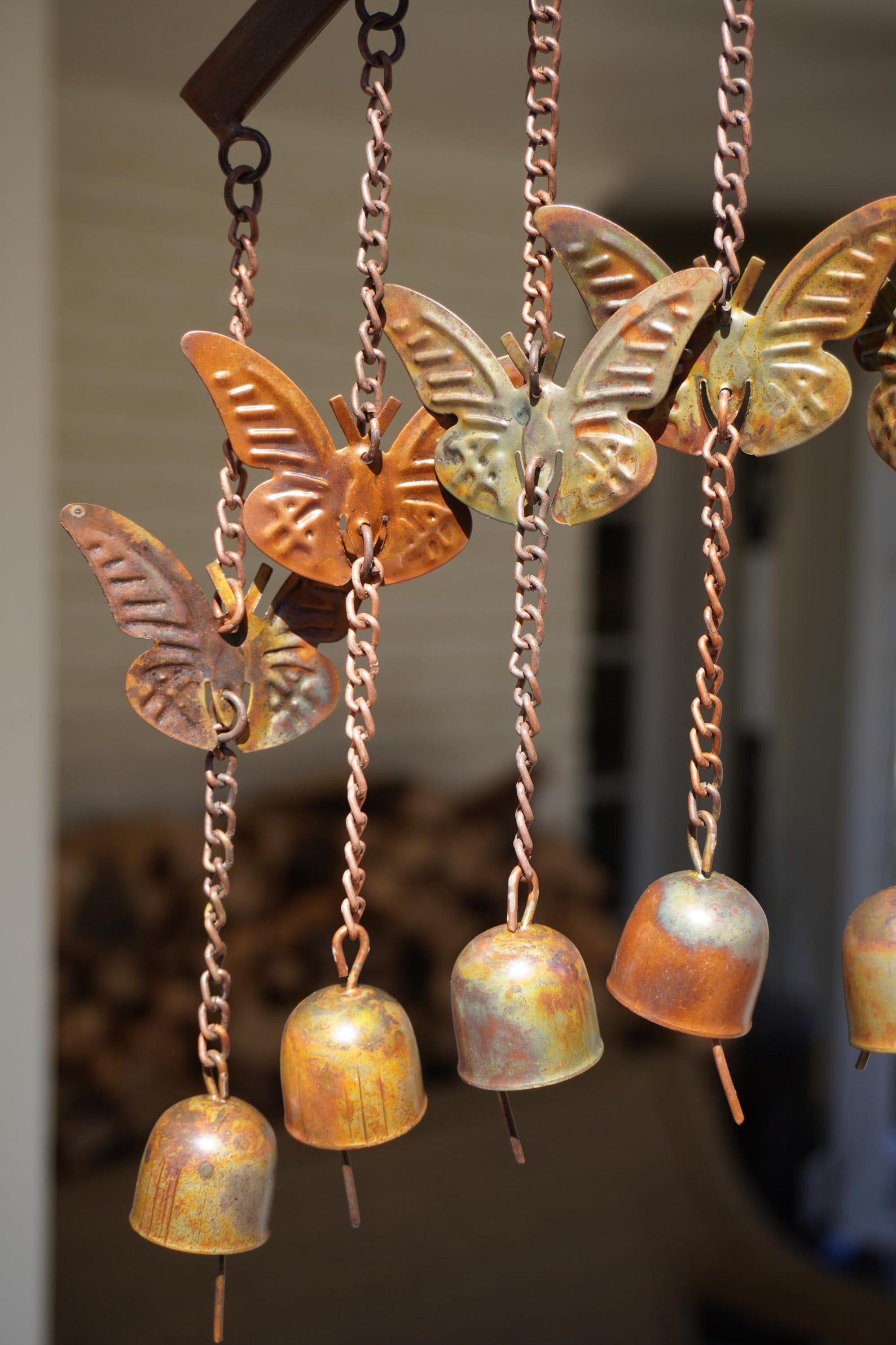 Image showcasing Butterflies on Arch Wind Chime, Handcrafted Metal Garden Decor, Outdoor ...