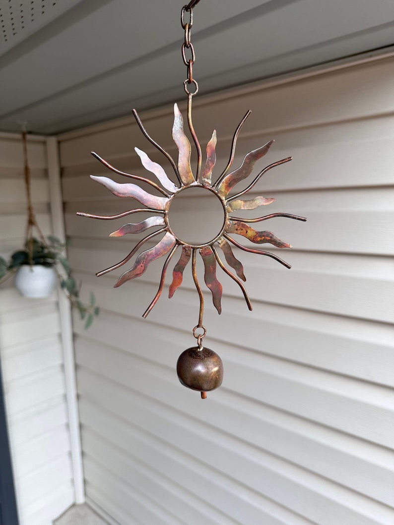 Sun With Bell Hanging Ornament Gifts for Mom Garden Decor Yard Art Patio Decor Metal Art Gardening Gifts Wind Chimes Decor image 1