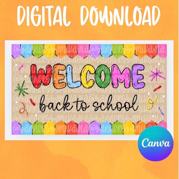 Back to School Banner Template | Editable Canva Banner | 35x60in | Digital Download