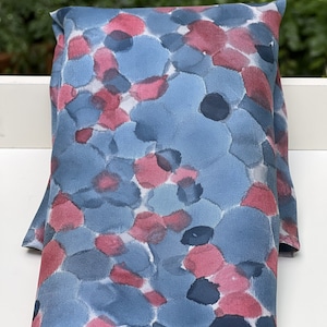 Hand-painted Silk Pocket Square, Abstract, Shades Of Blue, Navy, Red, Gray, White, 17&quot;X17&quot;, &quot;NOSTALGIA&quot;