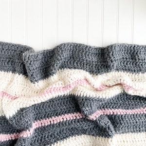 Striped Baby Blanket Crochet Pattern, Bulky Yarn Crochet Blanket Pattern, Simple Crochet Patterns, Beginner Crochet Pattern Blanket, PDF